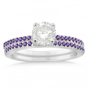 Amethyst Accented Bridal Set Setting Platinum 0.39ct