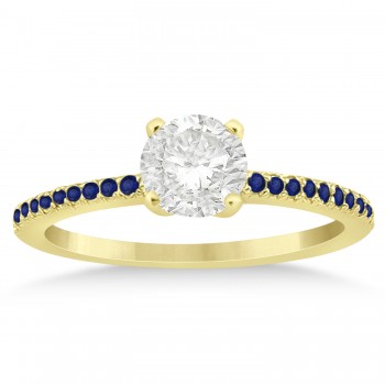Blue Sapphire Accented Bridal Set Setting 14k Yellow Gold 0.39ct
