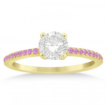 Pink Sapphire Accented Bridal Set Setting 18k Yellow Gold 0.39ct