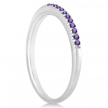 Amethyst Accented Wedding Band 18k White Gold 0.21ct