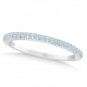 Aquamarine Accented Wedding Band Platinum 0.21ct