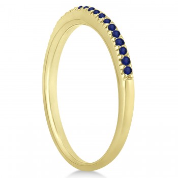 Blue Sapphire Accented Wedding Band 14k Yellow Gold 0.21ct