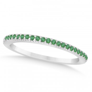 Emerald Accented Wedding Band Platinum 0.21ct