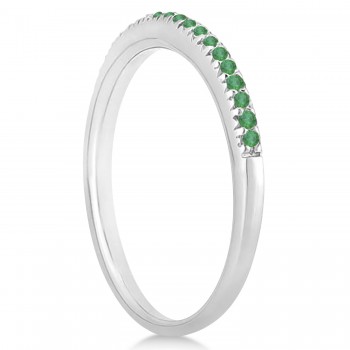 Emerald Accented Wedding Band Platinum 0.21ct