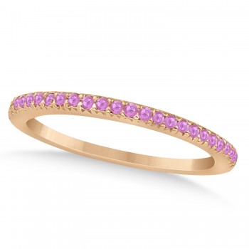 Pink Sapphire Accented Wedding Band 18k Rose Gold 0.21ct