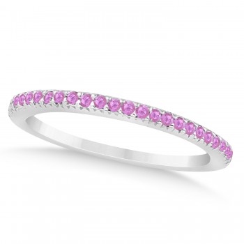 Pink Sapphire Accented Wedding Band Platinum 0.21ct