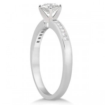 Channel Set Princess Cut Diamond Engagement Ring 14k White Gold (0.15ct)