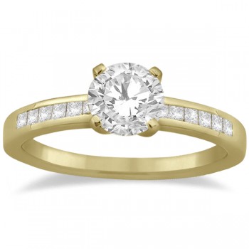 Channel Set Princess Cut Diamond Engagement Ring 14k Yellow Gold (0.15ct)