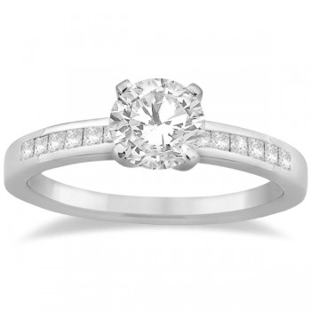 Channel Set Princess Cut Diamond Engagement Ring 18k White Gold (0.15ct)