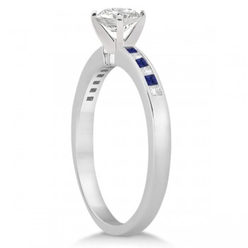 Princess Diamond & Blue Sapphire Engagement Ring 14k White Gold (0.20ct)