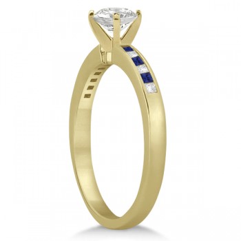 Princess Diamond & Blue Sapphire Engagement Ring 14k Yellow Gold (0.20ct)