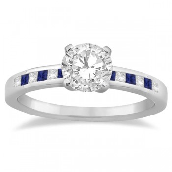 Princess Diamond & Blue Sapphire Engagement Ring Palladium (0.20ct)