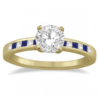 Princess Diamond & Blue Sapphire Bridal Ring Set 18k Yellow Gold (0.54ct)