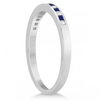 Princess Diamond & Blue Sapphire Wedding Band Platinum (0.34ct)