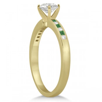 Princess Cut Diamond & Emerald Engagement Ring 14k Yellow Gold (0.20ct)