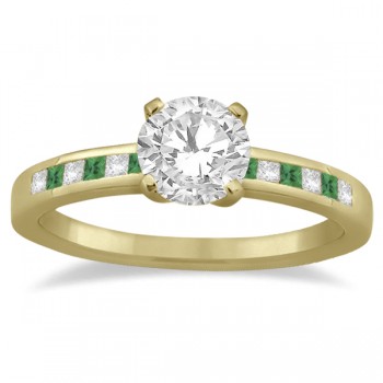 Princess Cut Diamond & Emerald Engagement Ring 18k Yellow Gold (0.20ct)