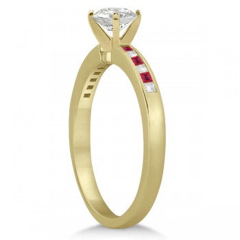Princess Cut Diamond & Ruby Engagement Ring 14k Yellow Gold (0.20ct)