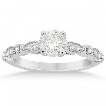 Petite Marquise & Dot Diamond Engagement Ring 14k White Gold (0.12ct)