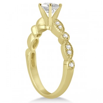 Petite Marquise & Dot Diamond Engagement Ring 14k Yellow Gold (0.12ct)