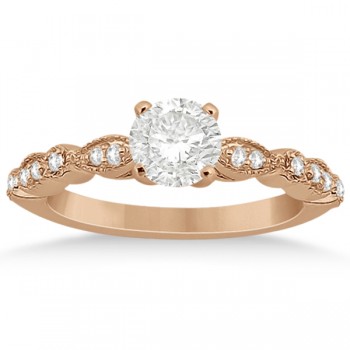 Petite Marquise & Dot Diamond Engagement Ring 18k Rose Gold (0.12ct)