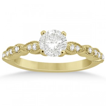 Petite Marquise & Dot Diamond Engagement Ring 18k Yellow Gold (0.12ct)