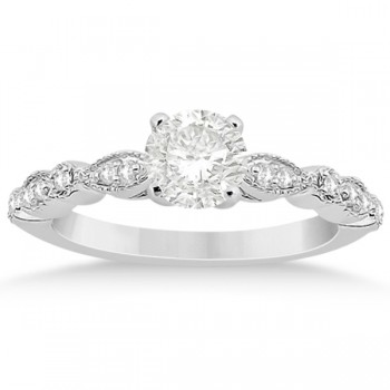 Petite Marquise & Dot Diamond Engagement Ring Platinum (0.12ct)