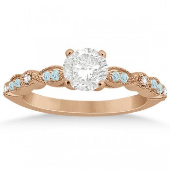 Marquise Aquamarine Diamond Engagement Ring 14k Rose Gold 0.24ct