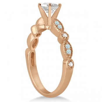 Marquise Aquamarine Diamond Engagement Ring 14k Rose Gold 0.24ct