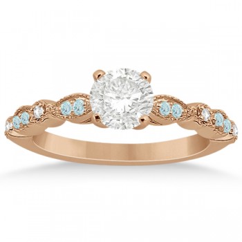 Marquise Aquamarine Diamond Engagement Ring 18k Rose Gold 0.24ct