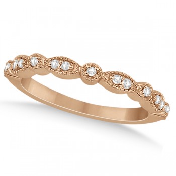 Petite Marquise & Dot Diamond Wedding Band in 14k Rose Gold (0.13ct)