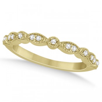 Petite Marquise & Dot Diamond Wedding Band in 14k Yellow Gold (0.13ct)