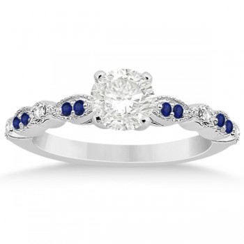 Blue Sapphire Diamond Marquise Engagement Ring Platinum 0.24ct