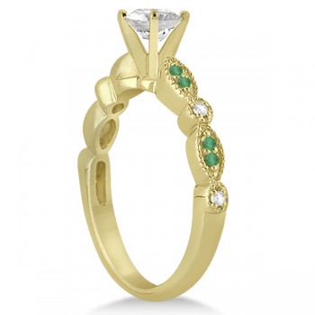 Emerald & Diamond Marquise Engagement Ring 14k Yellow Gold (0.20ct)