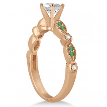 Emerald & Diamond Marquise Engagement Ring 18k Rose Gold (0.20ct)