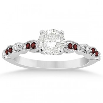 Marquise & Dot Garnet & Diamond Engagement Ring Palladium 0.24ct