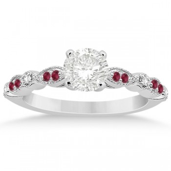 Ruby & Diamond Marquise Engagement Ring 14k White Gold (0.20ct)