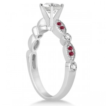 Ruby & Diamond Marquise Engagement Ring 14k White Gold (0.20ct)