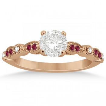 Ruby & Diamond Marquise Engagement Ring 18k Rose Gold (0.20ct)