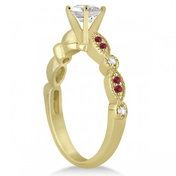 Ruby & Diamond Marquise Engagement Ring 18k Yellow Gold (0.20ct)