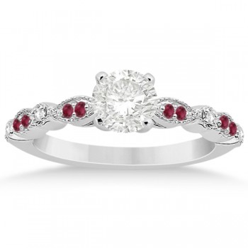 Ruby & Diamond Marquise Engagement Ring Platinum (0.20ct)