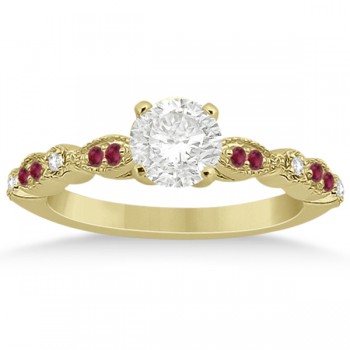 Ruby & Diamond Marquise Bridal Set 14k Yellow Gold (0.41ct)