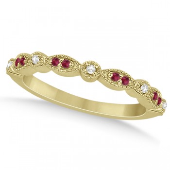 Ruby & Diamond Marquise Wedding Band 14k Yellow Gold (0.21ct)