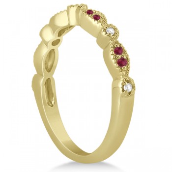 Ruby & Diamond Marquise Wedding Band 14k Yellow Gold (0.21ct)