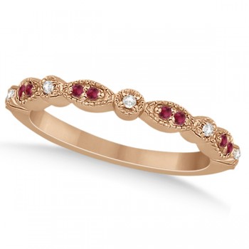 Ruby & Diamond Marquise Wedding Band 18k Rose Gold (0.21ct)