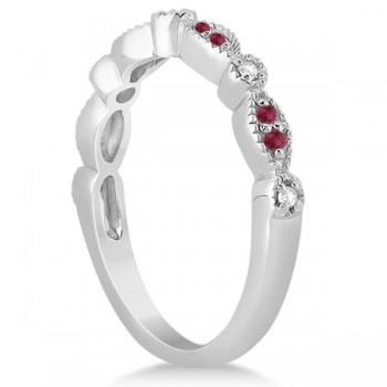 Ruby & Diamond Marquise Wedding Band 18k White Gold (0.21ct)