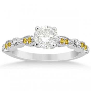 Yellow Sapphire Diamond Marquise Engagement Ring 14k White Gold 0.24