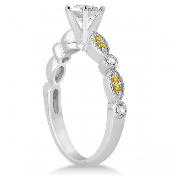 Yellow Sapphire Diamond Marquise Engagement Ring 14k White Gold 0.24