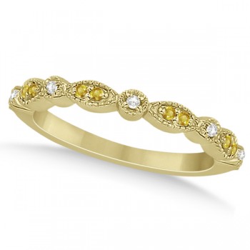 Yellow Sapphire & Diamond Marquise Wedding Band 14k Yellow Gold 0.25ct