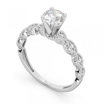 Petite Antique-Design Diamond Engagement Ring 14k White Gold (1.50ct)