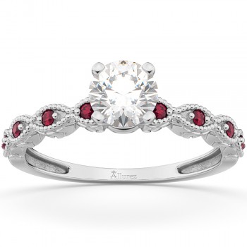 Vintage Lab Grown Diamond & Ruby Engagement Ring Palladium 1.50ct